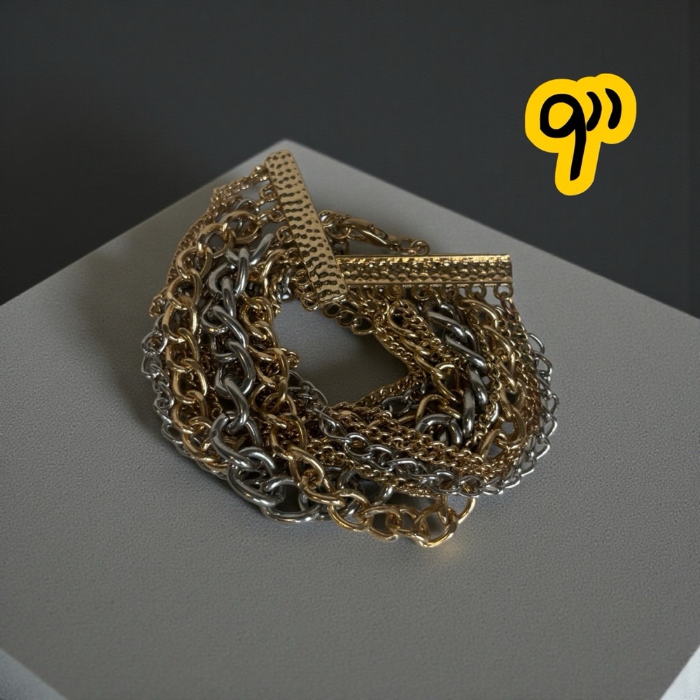 Gold & Silver Chain Bracelet - Adjustable up to 9”|Modern Mixed Metal